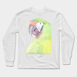 military macaw watercolor portrait parrot painting Long Sleeve T-Shirt